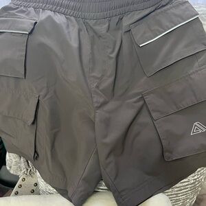 Gray Cargo Athletic Shorts with Reflective Details